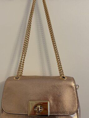 Coach Crinkle Metallic Leather Cassidy Chain Crossbody